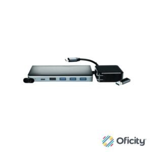 HUB TECHZONE SILVERY 1A DOCKING STATION BULK 13 EN 1 CON ALTA VELOCIDAD MULTIPUERTO HDMI 4K INCLUYE ADAPTADOR DE CA/CC