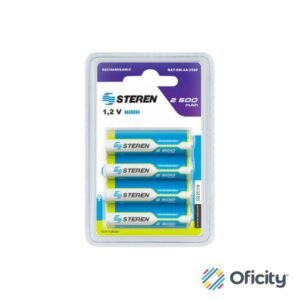 Pilas Steren Recargables Alta Capacidad Tipo AA NiMH 2500 mAh C/4 Pzas