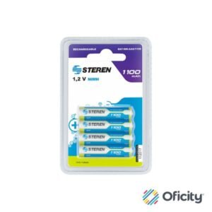 Pilas Steren Recargables Alta Capacidad Tipo AAA NiMH 1100 mAh C/4 Pzas