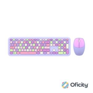 Kit Teclado y Mouse Acteck Creator Chic Colors MK475 Inalámbrico 2xBaterías AAA Incluidas Color Morado