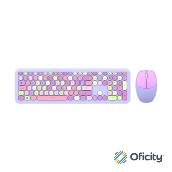 Kit Teclado y Mouse Acteck Creator Chic Colors MK475 Inalámbrico 2xBaterías AAA Incluidas Color Morado