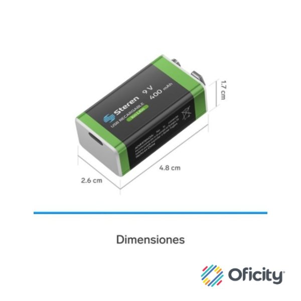 Bateria Recargable Steren LI-Ion 9V DE 400mAH - Image 3
