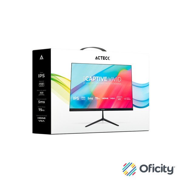 Monitor Plano Acteck 24.5 IPS Captive Vivid SP245/FHD/75Hz/Vesa 75mm/Advanced Negro