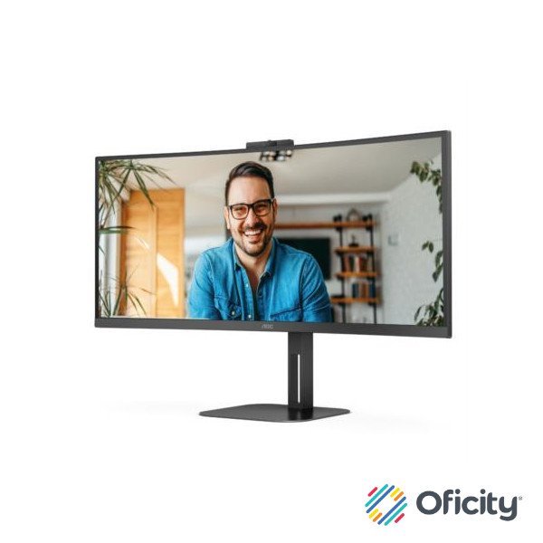 Monitor AOC 34" Professional Curvo VA 1500-R 3440x1440 HDMI DP USB-C DP AltMode 100hz 1ms USB Hub Windows Hello We