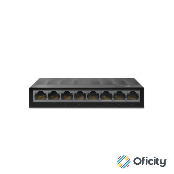 Switch para escritorio Tp-link de 8 Puertos RJ45 10/100/1000Mbps con auto-negociación con carcasa de plastico