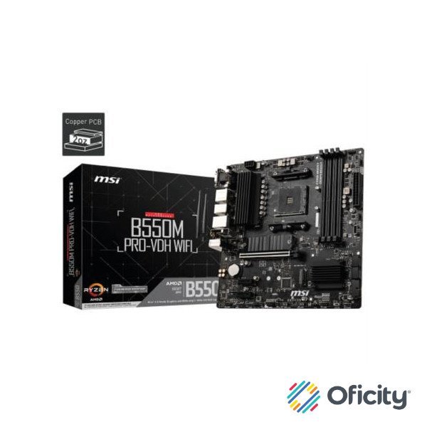 Tarjeta Madre MSI B550M Pro-VDH WIFI 4xDDR4 128GB 4400Mhz PCIe 4.0 M.2 1xHDMI 1xDP 1xVGA S AM4 mATX Wi-Fi BT