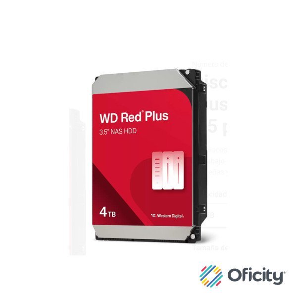 Disco Duro Western Digital 4TB Red Plus NAS SATA de 3.5 pulgadas up to 180MB/s 5400 RPM - caché 128MB