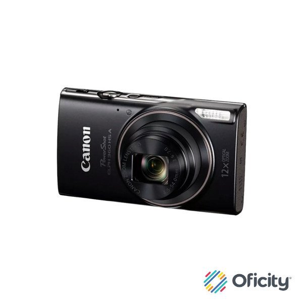 Camara Canon Powershot ELPH 360HS A Color Negro con Zoom Óptico de 12x / 20MP y conexión WIFI / NFC