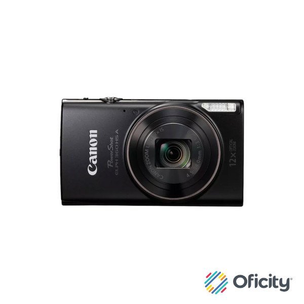 Camara Canon Powershot ELPH 360HS A Color Negro con Zoom Óptico de 12x / 20MP y conexión WIFI / NFC