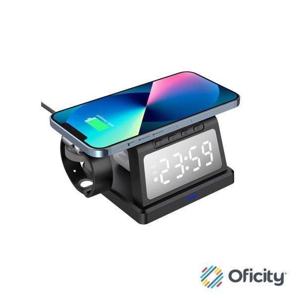 Estación de Carga Ackteck Inalámbrica Energon S-Mate CI730 3 en 1 con Reloj y Despertador Advanced Negro