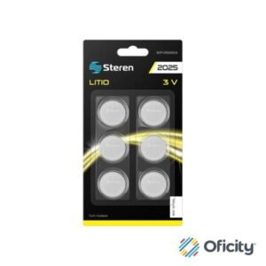 6 Pilas de Litio Steren Tipo Botón CR2025 3Vcc 150mAh Uso Múltiple