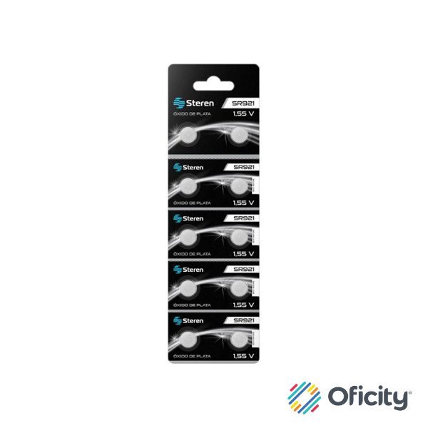 Pila de Óxido de Plata Steren SR921 1.55Vcc 22mAh Uso Múltiple