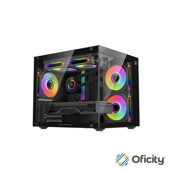 Gabinete Gamer Balam Rush Compact Mini Torre Tank Glow Plus 3700 Negro