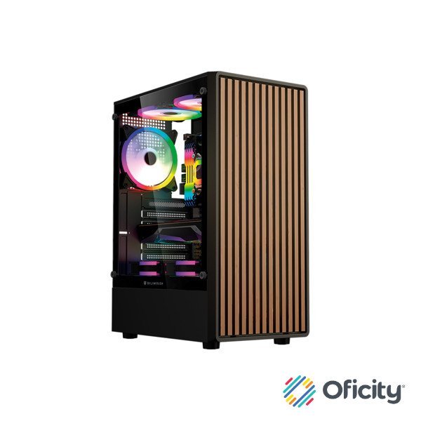 Gabinete Gamer Balam Rush Compact Media Torre Dragonfly Wood GM580 / Negro