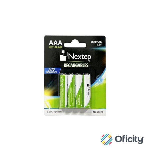 Pilas Nextep AAA Recargables HR03 NiMH 1.2V C/4 Piezas