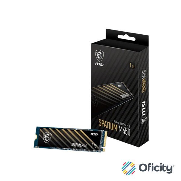 SSD MSI Interno SPATIUM M450 1TB M.2 2280 NVMe PCIe Gen4 hasta 2000 MB/s Lectura
