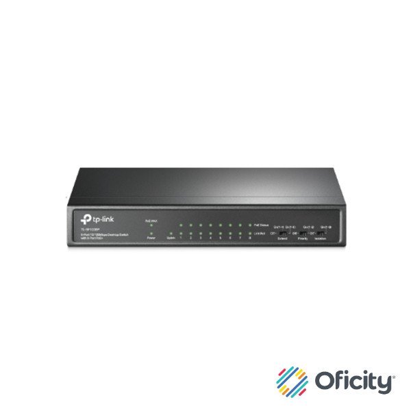Switch TP-Link 9-Port 10/100 Mbps Desktop Switch with 8-Port PoE 8× 10/100 Mbps PoE Ports 1× 10/100 Mbps Non-PoE Ports