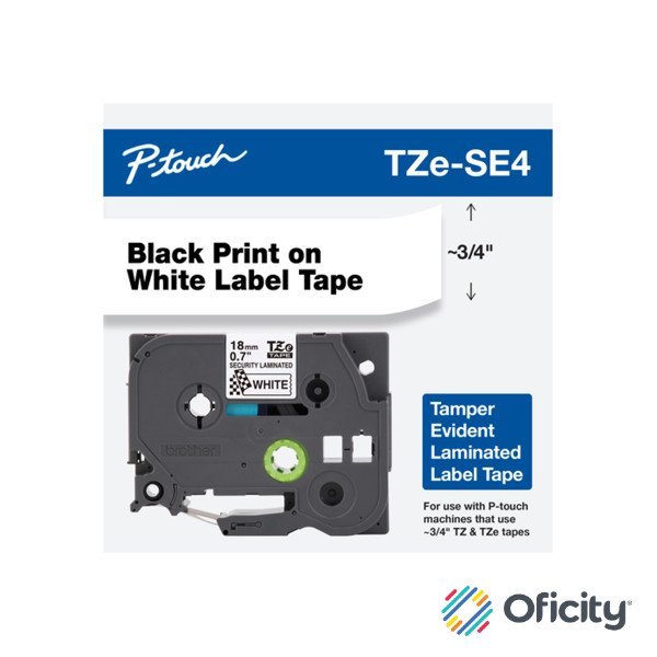 Cinta Brother TZESE4G Laminada Texto Negro Sobre Fondo Blanco 18mmx8m