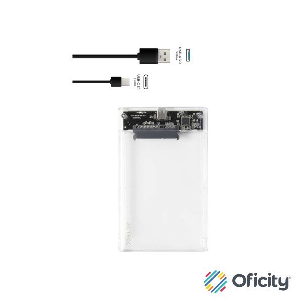 Gabinete Acteck de Disco Duro Armor Clear HC440 2.5 SATA USB 3.0 Blanco