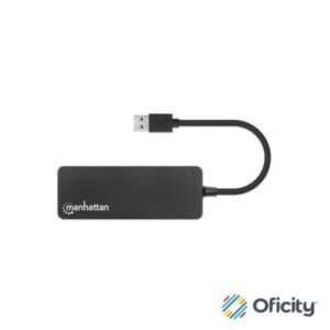 Hub Manhattan USB 3.2 Gen1 4 Puertos USB-A Color Negro