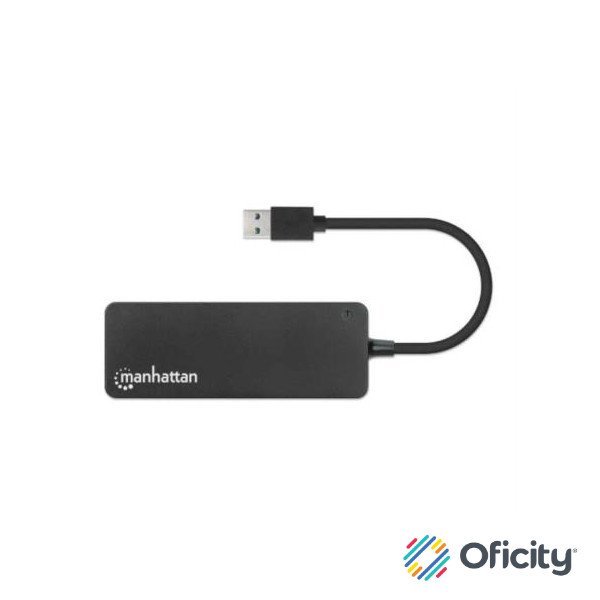 Hub Manhattan USB 3.2 Gen1 4 Puertos USB-A Color Negro