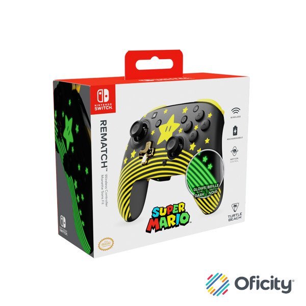 Control de Juego Inalámbrico Turtle Beach Rematch Estrella de Super Mario para Nintendo Switch