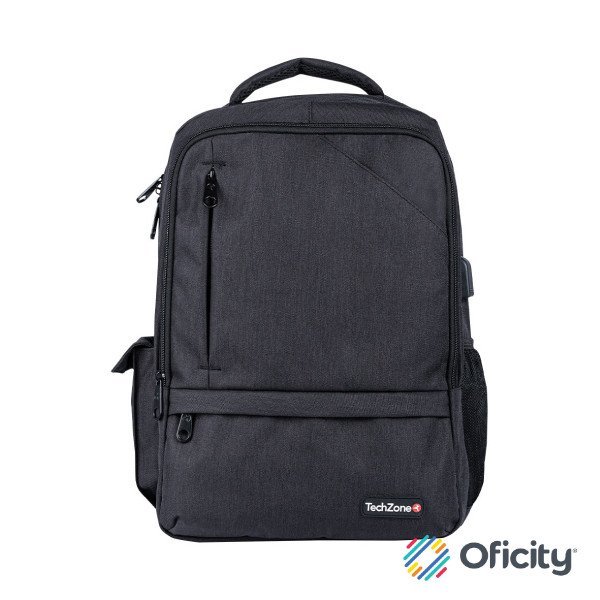 Backpack TechZone Loud Negro porta Laptop 15 6 conector USB Externo Cierre Metalico Autoderrapables