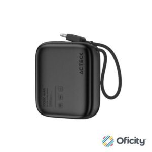 Cargador Acteck Powerbank Plug Pro PG60 10000 mAh USBC cable integrado 225 W compacto ligero negro