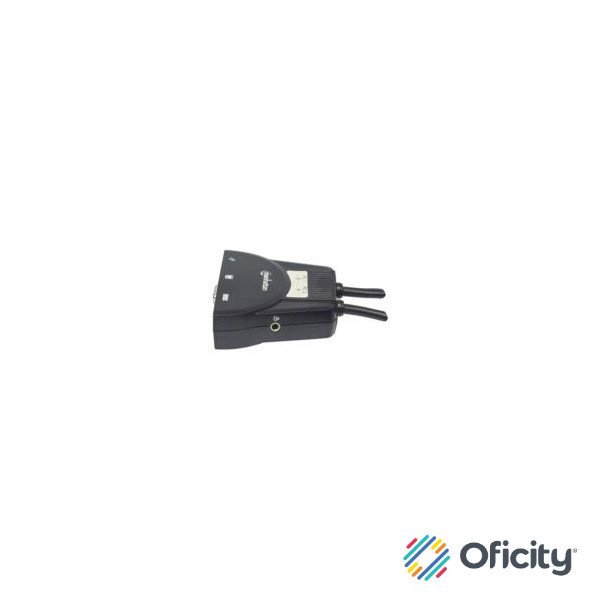 Mini Switch KVM Manhattan 2 Puertos USB 2:1 Cables+Audio Color Negro