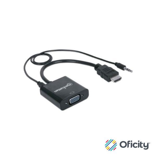 Convertidor Manhattan HDMI/VGA con Audio Color Negro