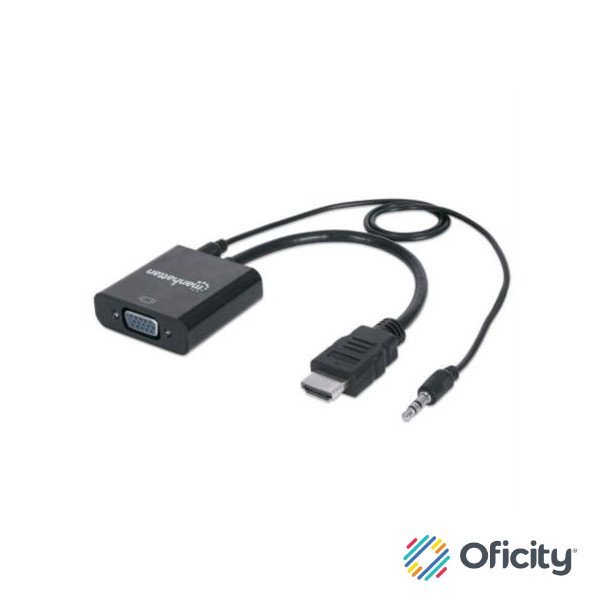 Convertidor Manhattan HDMI/VGA con Audio Color Negro