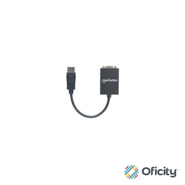 Adaptador Manhattan DisplayPort M a VGA H 15cm Activo Color Negro