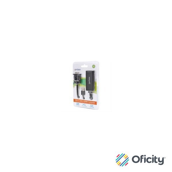 Convertidor Manhattan Video SVGA+Audio USB a HDMI Color Negro