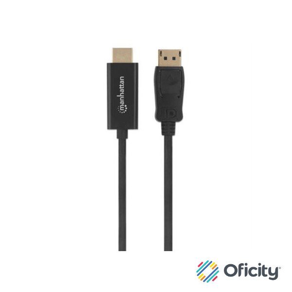 Cable Manhattan DisplayPort/HDMI M-M 1080p1m Color Negro