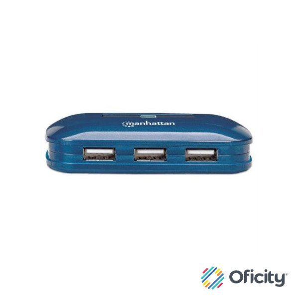 Hub Manhattan USB Alta Velocidad 2.0 Alimentación Dual 7 Puertos Color Azul