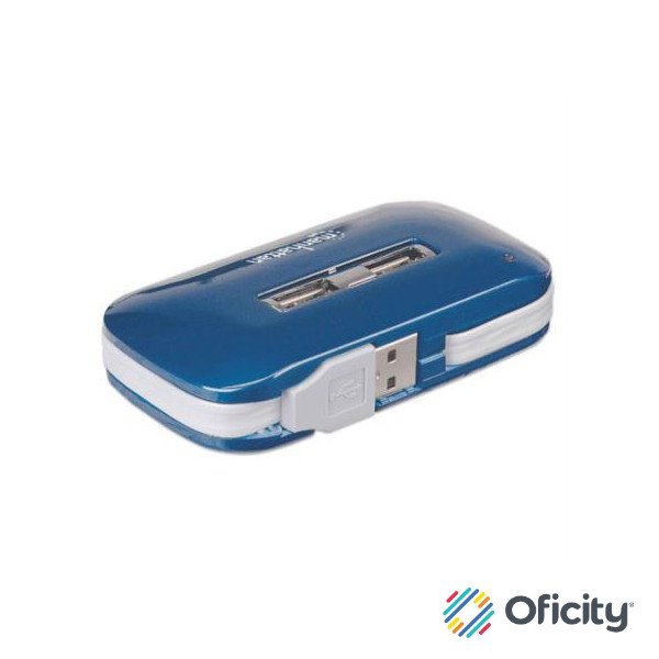 Hub Manhattan USB Alta Velocidad 2.0 Alimentación Dual 7 Puertos Color Azul