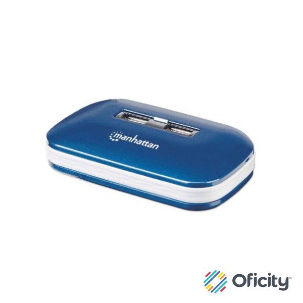 Hub Manhattan USB Alta Velocidad 2.0 Alimentación Dual 7 Puertos Color Azul