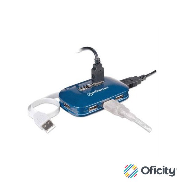 Hub Manhattan USB Alta Velocidad 2.0 Alimentación Dual 7 Puertos Color Azul