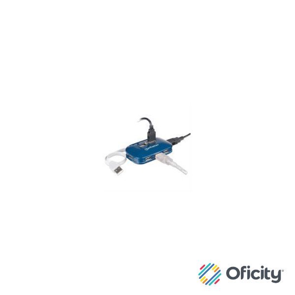 Hub Manhattan USB Alta Velocidad 2.0 Alimentación Dual 7 Puertos Color Azul
