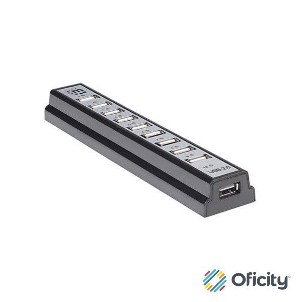 Hub Manhattan USB 2.0 Alta Velocidad 10 Puertos C/Fuente