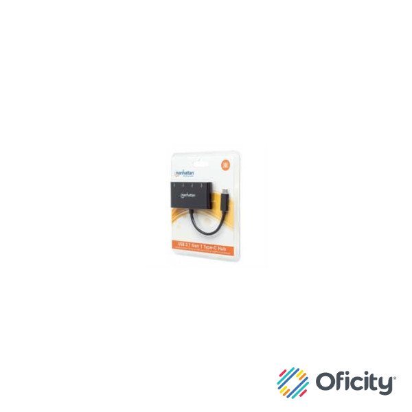 Hub Manhattan USB-C 3.2 Gen1 4 Puertos USB-A Color Negro