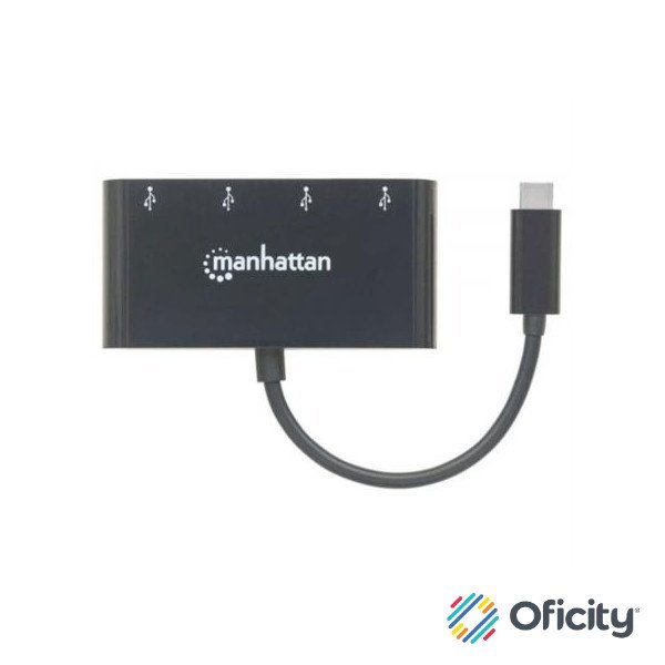 Hub Manhattan USB-C 3.2 Gen1 4 Puertos USB-A Color Negro