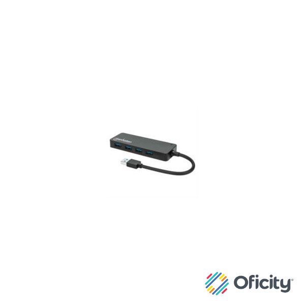 Hub Manhattan USB 3.2 Gen1 4 Puertos USB-A Color Negro