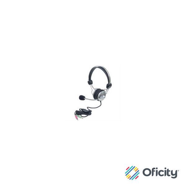Audífonos Manhattan Estéreo Micrófono Extensión Metálica Flexible Color Negro-Plata