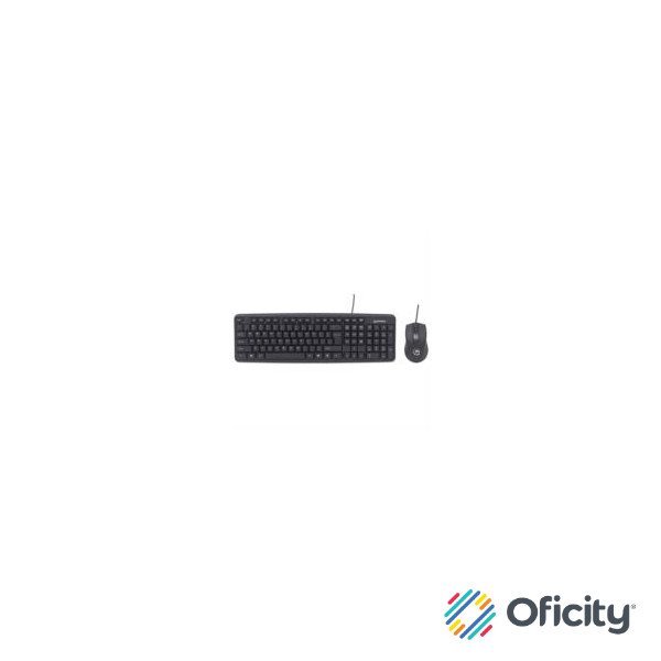 Kit Teclado y Mouse Manhattan Óptico Cableado 1000 ppp Color Negro