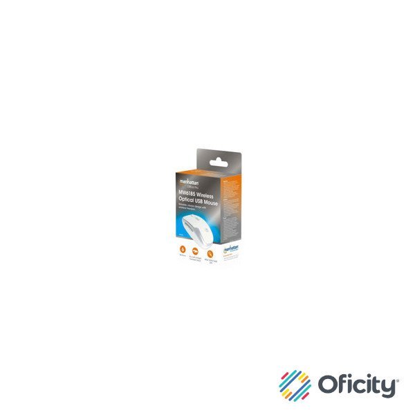 Mouse Optico Inalambrico Manhattan 6 botones Diestro 2.4G Blanco