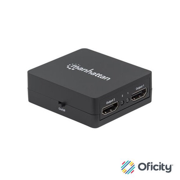 Video Splitter Manhattan HDMI 2 Puertos 1080p Alimentado por USB Color Negro