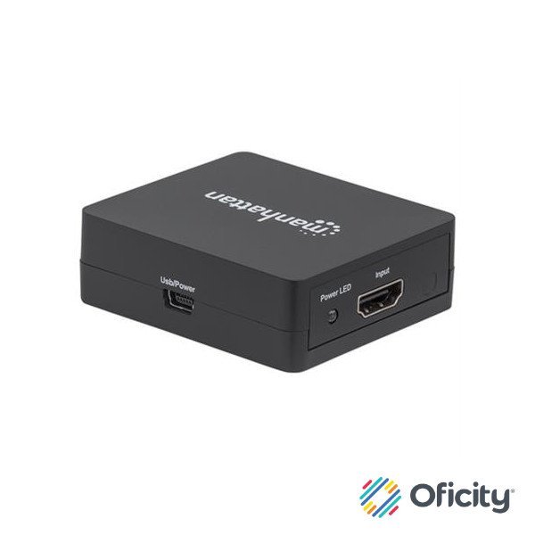 Video Splitter Manhattan HDMI 2 Puertos 1080p Alimentado por USB Color Negro
