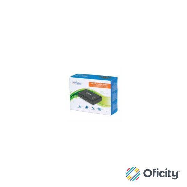 Video Splitter Manhattan HDMI 2 Puertos UHD TV 4k/30Hz Color Negro