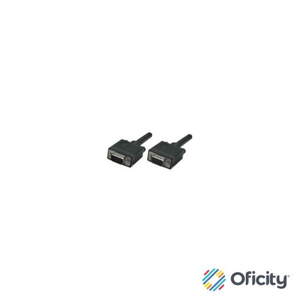 Cable Manhattan Extensión para Monitor SVGA HD15 M-H 1.8m Color Negro